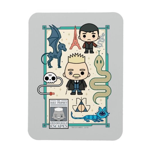 GELLERT GRINDELWALD™ en Barebone-Cartoon Magneet (Verticaal)