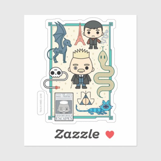 GELLERT GRINDELWALD™ en Barebone-Cartoon Sticker (Vel)