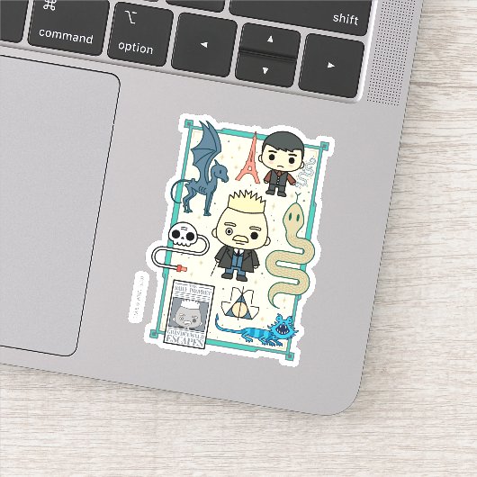 GELLERT GRINDELWALD™ en Barebone-Cartoon Sticker (Detail)