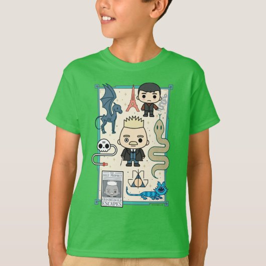 GELLERT GRINDELWALD™ en Barebone-Cartoon T-shirt (Voorkant)
