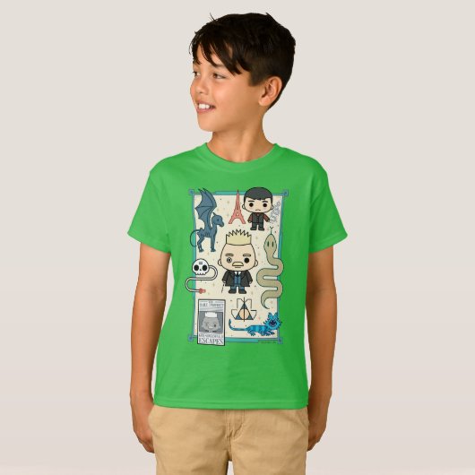 GELLERT GRINDELWALD™ en Barebone-Cartoon T-shirt (Voorkant volledig)
