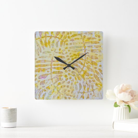 Gelli drukte Gouden Bladeren Vierkante Klok (Huis)