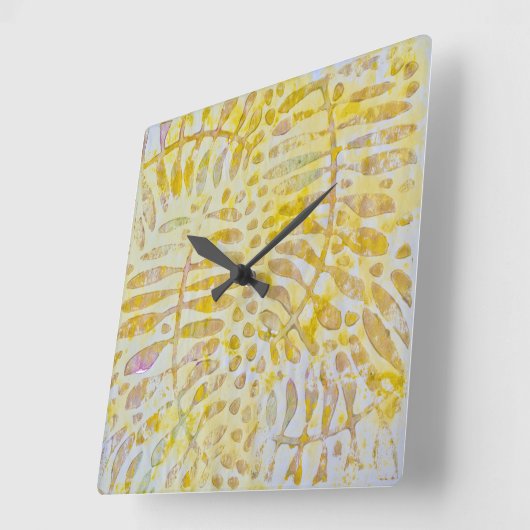 Gelli drukte Gouden Bladeren Vierkante Klok (Hoek)