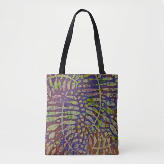 Gelli Print Stencil Abstracte Kunst Tote Bag (Voorkant)