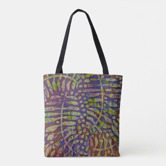 Gelli Print Stencil Abstracte Kunst Tote Bag (Achterkant)