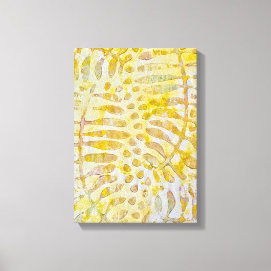 Gelli Printed Golden Leaves Canvas Afdruk (Voorkant)