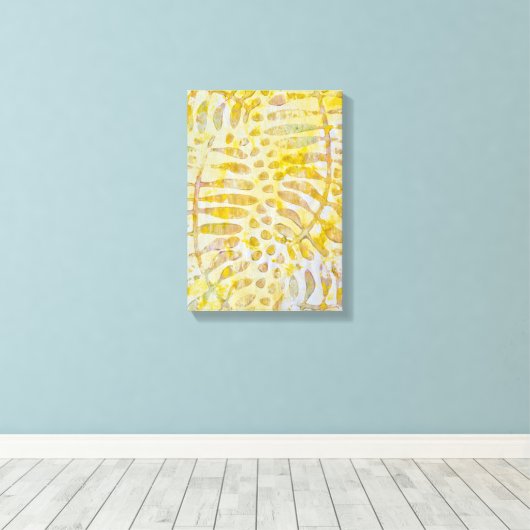 Gelli Printed Golden Leaves Canvas Afdruk (Insitu (Houten vloer))