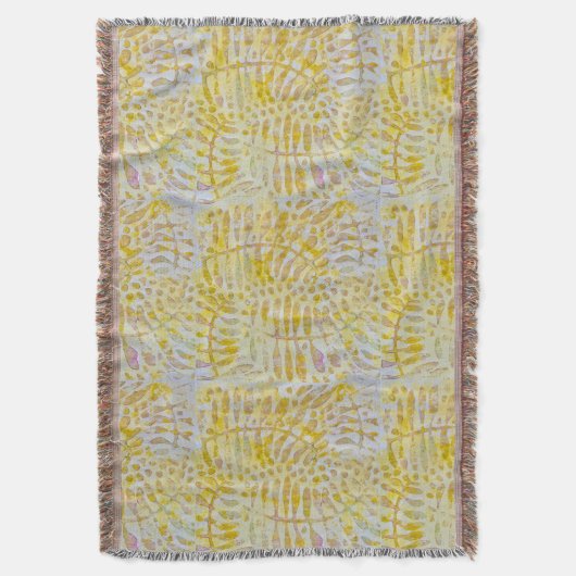 Gelli Printed Golden Leaves Deken (Voorkant Verticaal)