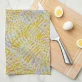 Gelli Printed Golden Leaves Theedoek (Quarter Fold)