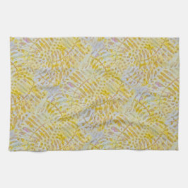 Gelli Printed Golden Leaves Theedoek