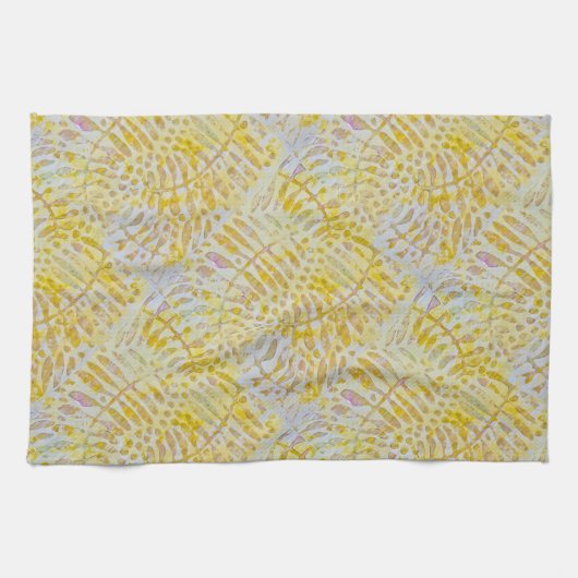 Gelli Printed Golden Leaves Theedoek (Horizontaal)