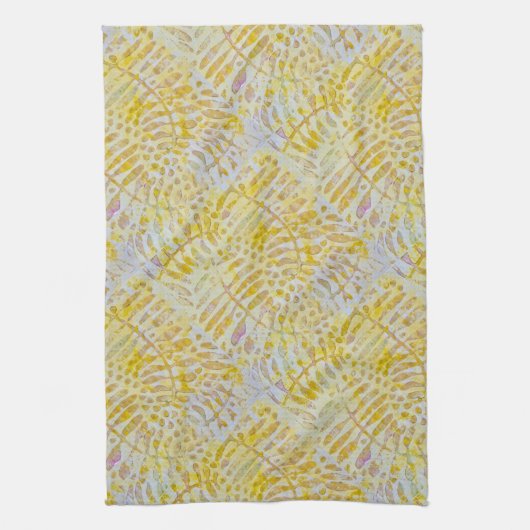 Gelli Printed Golden Leaves Theedoek (Verticaal)