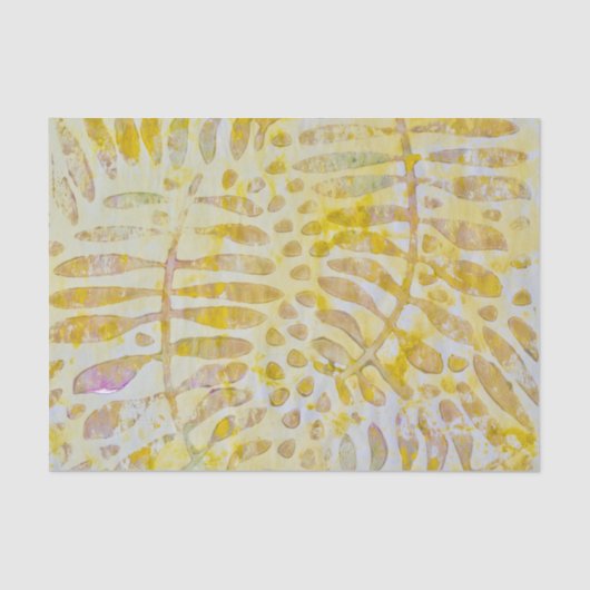 Gelli Printed Golden Leaves Tissuepapier (Voorkant)
