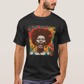 Gelling Afrikaans-Amerikaanse vrouw Afro Black Pri T-shirt
