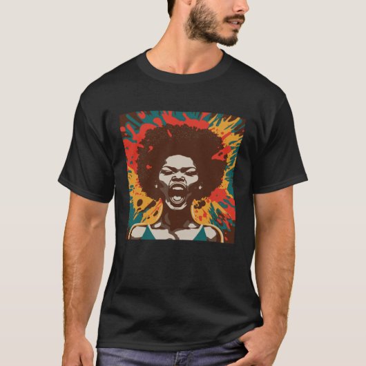 Gelling Afrikaans-Amerikaanse vrouw Afro Black Pri T-shirt (Voorkant)