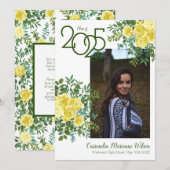 Gellow Rose Greenery Fotoaankondiging Afstuderen Kaart (Voorkant / Achterkant)