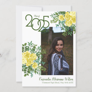 Gellow Rose Greenery Fotoaankondiging Afstuderen Kaart