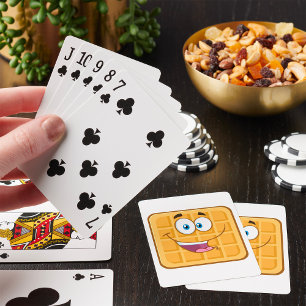 Gelofelijke Waffel Kawaii Glimlachend Ontbijt Eten Pokerkaarten