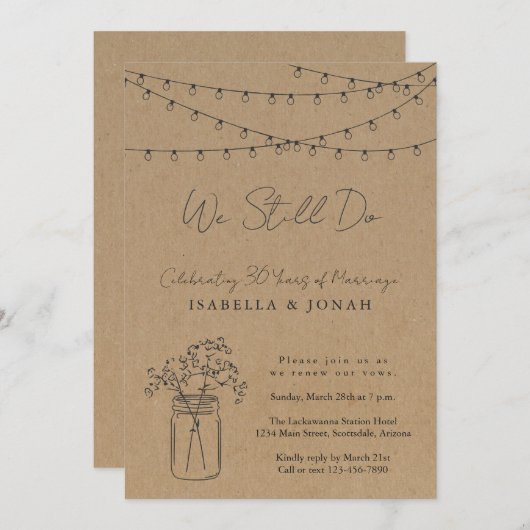 Gelofte Verlenging Party Uitnodiging | Rustiek kra (Voorkant / Achterkant)