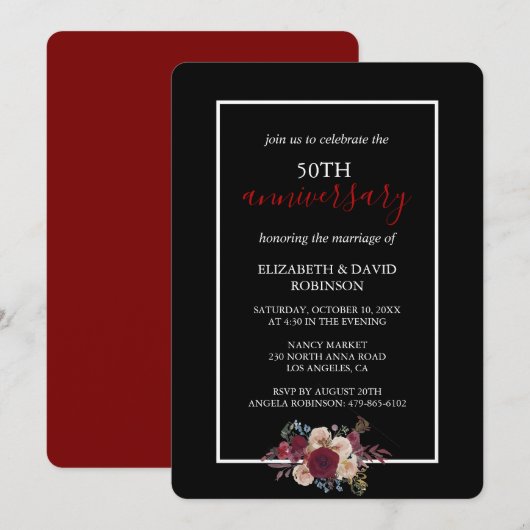 Gelofte vernieuwing bloemen 50ste huwelijksverjaar kaart (Voorkant / Achterkant)