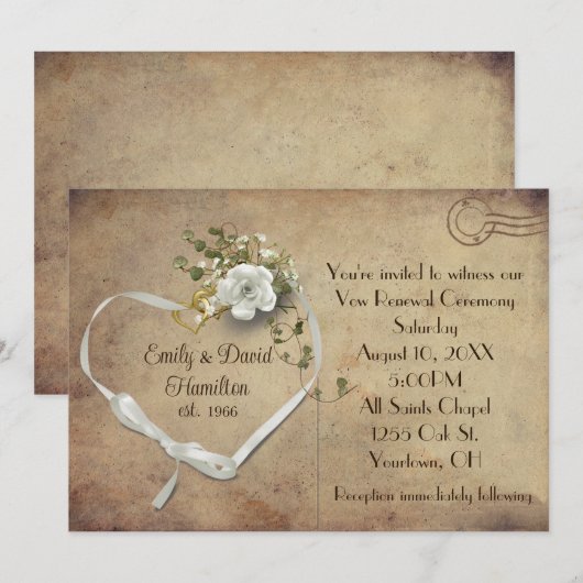 Gelofte Vernieuwing Bruiloft Uitnodigen Briefkaar Kaart (Voorkant / Achterkant)