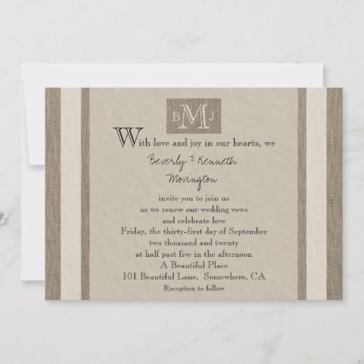 Gelofte Vernieuwing Burlap Perkament Look Kaart (Voorkant)