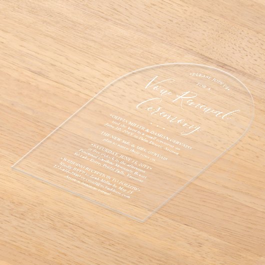 Gelofte Vernieuwing Ceremonie Sequel Huwelijksfees Acryl Uitnodigingen (Laagn)
