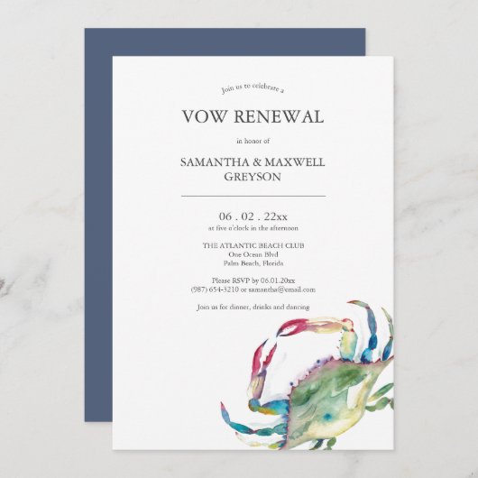 Gelofte Vernieuwing Jubileum Uitnodigingen Strand (Voorkant / Achterkant)