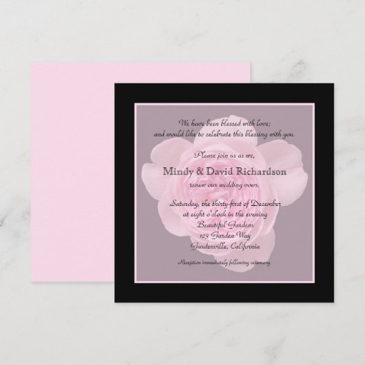 Gelofte Vernieuwing Licht Roze Roos Kaart (Voorkant / Achterkant)