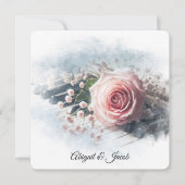 Gelofte Vernieuwing Pink Rose op Piano Keys Kaart (Voorkant)