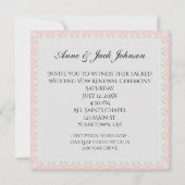 Gelofte Vernieuwing Roze Bloemen op Witte Bruids K Kaart (Achterkant)