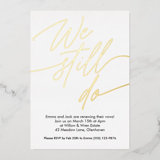 Gelofte Vernieuwing Uitnodigingen Simple Gold Foli (Voorkant)