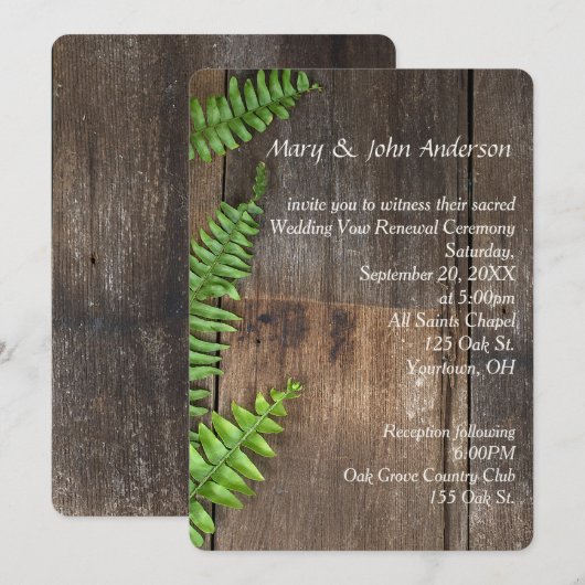 Gelofte Vernieuwing Varen Op Rustiek Hout Kaart (Voorkant / Achterkant)