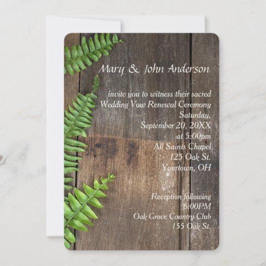 Gelofte Vernieuwing Varen Op Rustiek Hout Kaart (Voorkant)