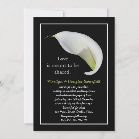 Gelofte Vernieuwing Witte Lelie op Zwart Kaart (Voorkant)