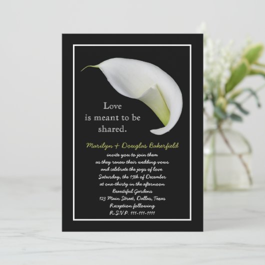 Gelofte Vernieuwing Witte Lelie op Zwart Kaart (Staand voorkant)