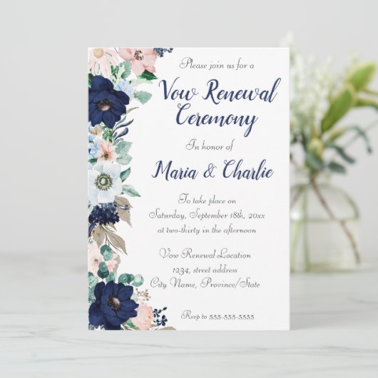 Gelofte Vernieuwingsceremonie Elegante Bloemen Kaart (Staand voorkant)