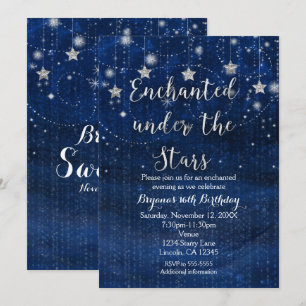 Gelokaliseerd onder de Stars Silver & Blue Invitat Kaart