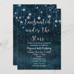 Gelokaliseerd onder de Stars Silver & Blue Invitat Kaart