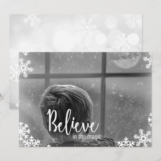 Geloof 1Photo Snowflake-kerstkaart Feestdagenkaart (Voorkant / Achterkant)
