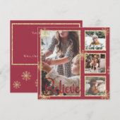 Geloof 4 Foto Sneeuwvlokken Kerstmis Feestdagenkaart (Voorkant / Achterkant)