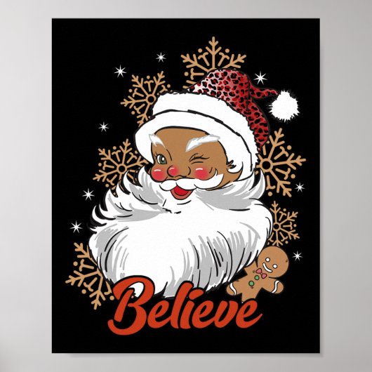 Geloof Afro Santa Afrikaans Amerikaans Kerstzwart Poster (Voorkant)