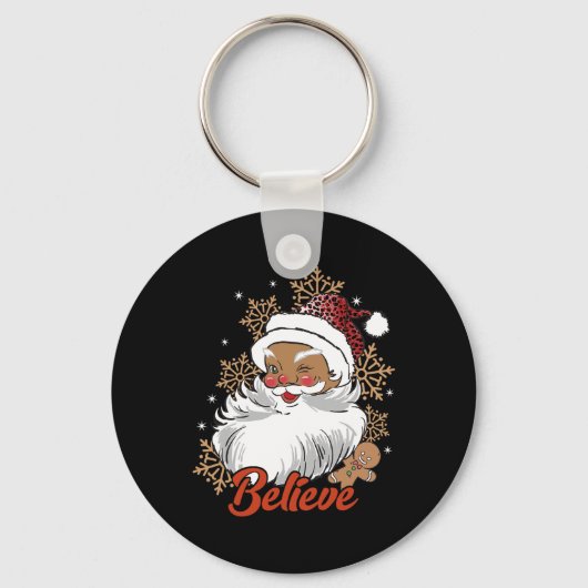 Geloof Afro Santa Afrikaans Amerikaans Kerstzwart Sleutelhanger (Voorkant)