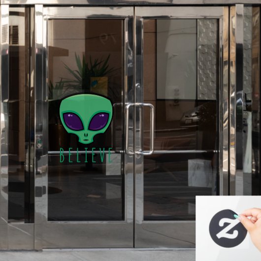 Geloof Alien Head Raamsticker (Kantoordeur)