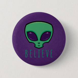 Geloof Alien Head Ronde Button 5,7 Cm