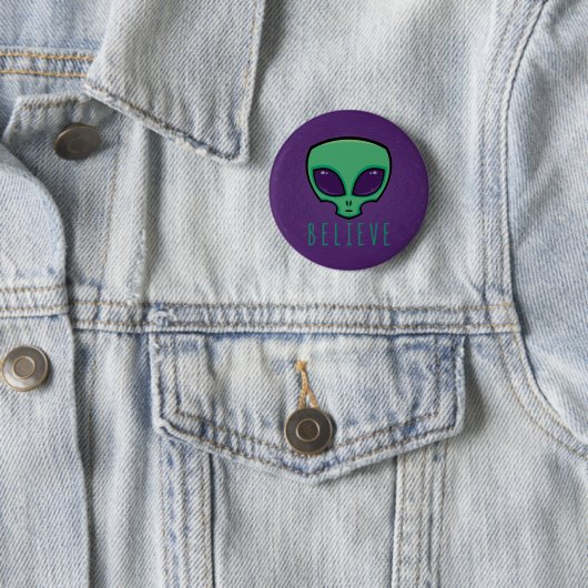 Geloof Alien Head Ronde Button 5,7 Cm (In situ)