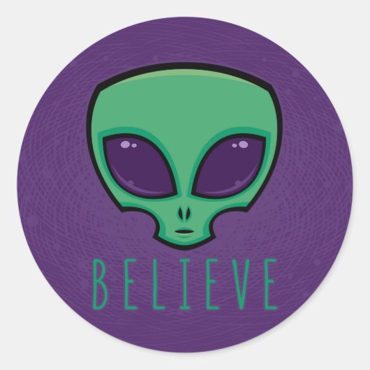 Geloof Alien Head Ronde Sticker (Voorkant)
