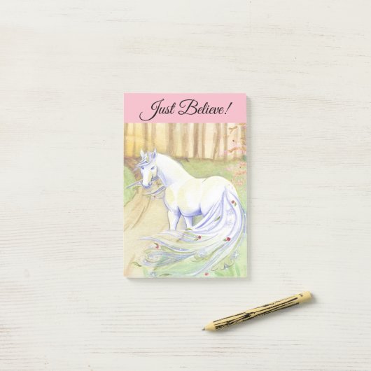 Geloof alleen maar Unicorn Post-it® Notes (Op bureau)