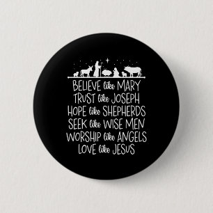 Geloof als Maria vertrouw als Jozef die Christus b Ronde Button 5,7 Cm