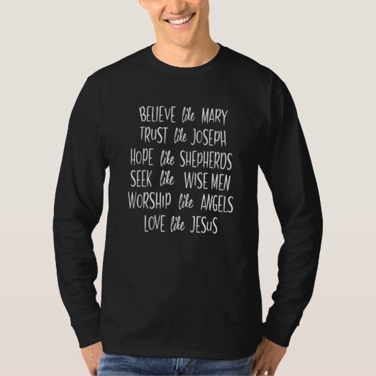Geloof als Maria Vertrouw als Jozef Hoop als Herde T-shirt (Voorkant)
